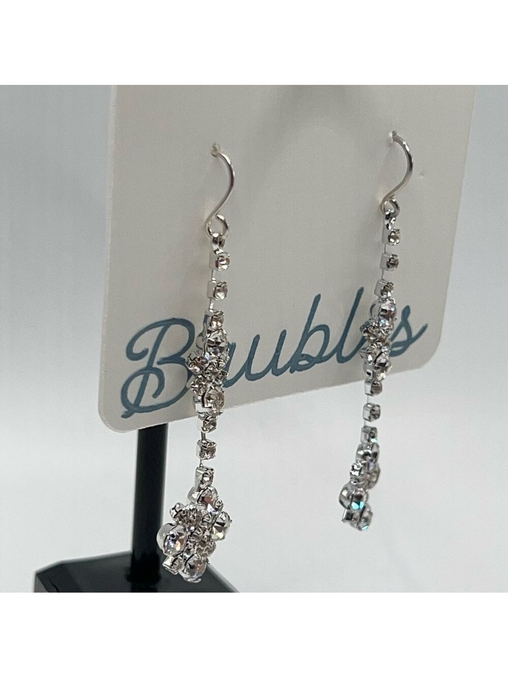 Silver Dangle Earrings Baubles Chandelier Earrings Set with Clear Austrian Cryst